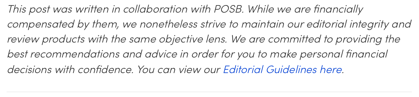 POSB MoneySmart Editorial Guidelines